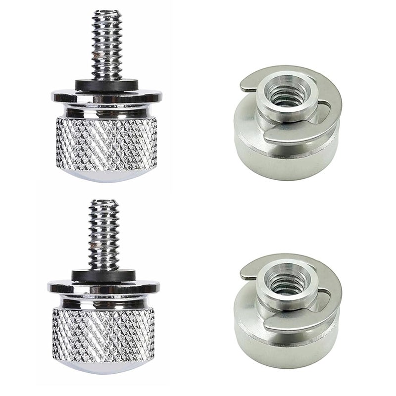 HRJZF 4 PCS Stainless Knurled Fender Rear Seat Bolts Screw and Nut Kit Quick Mount Compatible with 1986-2023 Harley Touring Soft (Silver-Silver) - Image 1